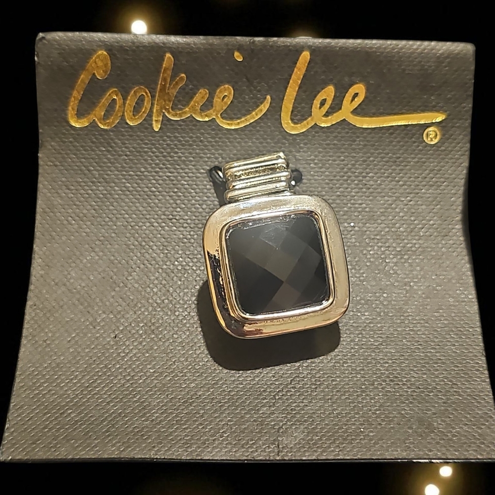 Cookie Lee Black and Silver Adjustable Ring